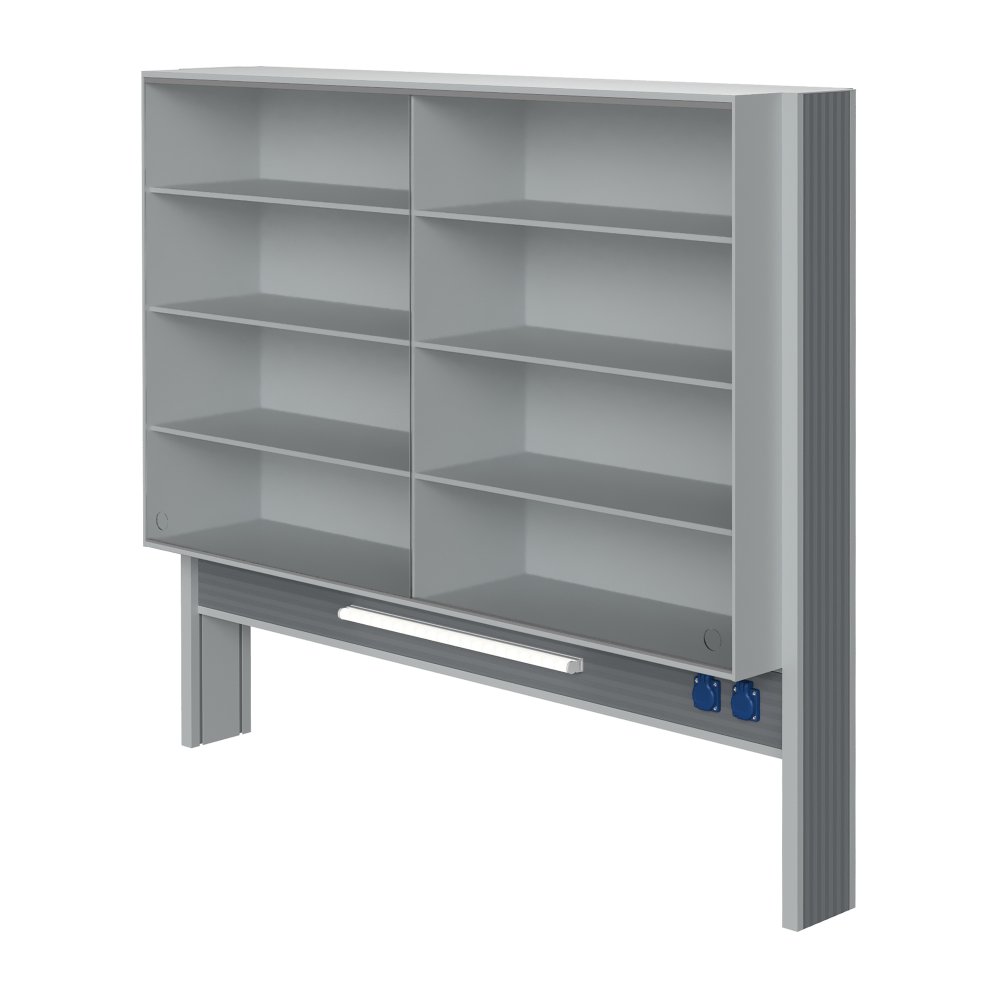 Технологический стеллаж со шкафом 900 мм для пристенного стола Mod. 1500 ТСПШ-90