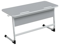 Стол 2-местный школьный 3-5 г/р "Нова" с наклоном столешницы 0-15°(серый, м/к белый)