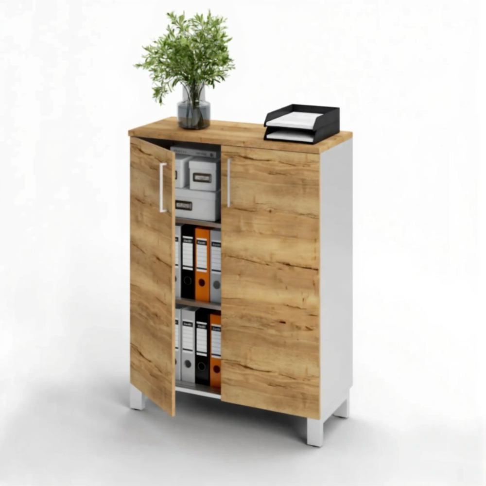 Шкаф для документов ШД-22 без замка (ЛДСП дуб вотан, каркас серый)