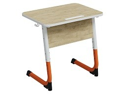 Стол 1-местный школьный 3-5 г/р "Альтер" с наклоном столешницы 0-15° СУ.1.35.АУ-БО.Д (дуб "Бардолино", м/к белый/оранжевый)