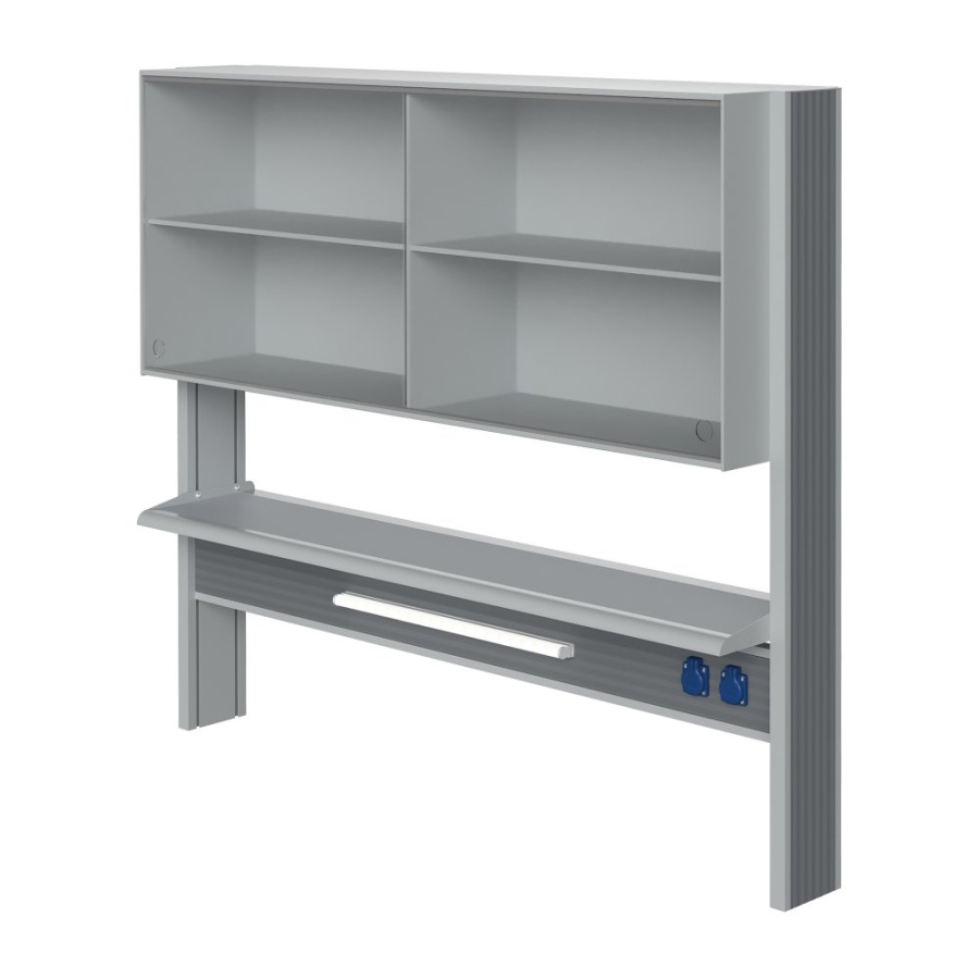 Технологический стеллаж со шкафом 600 мм для пристенного стола Mod. 1500 ТСПШ-60