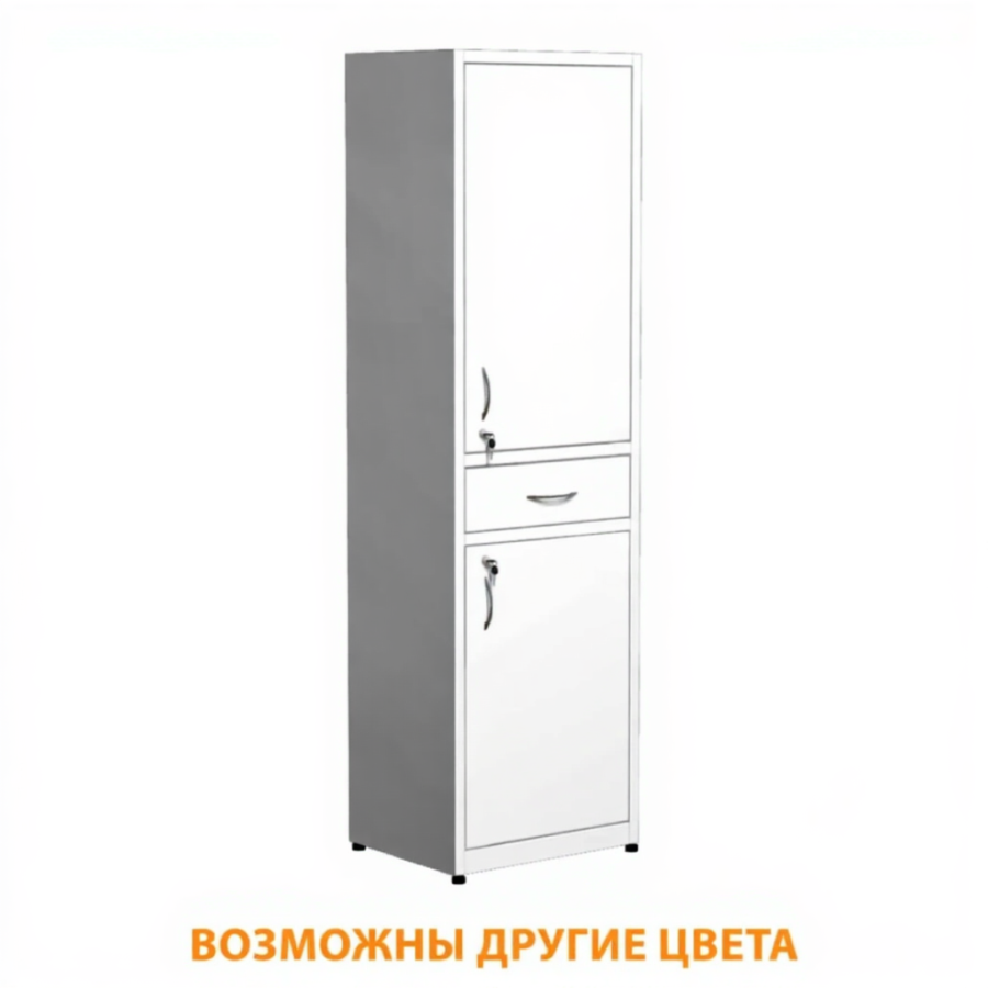 Шкаф металлический для медикаментов, с ящиком ШдМп-2.1 (белый)
