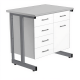 Стол-тумба СЛ-211/2.4 «Премиум» (корпус ЛДСП белый, столешница постформинг серый, каркас серый)