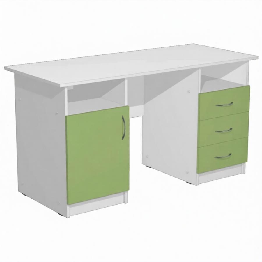 Стол рабочий с двумя тумбами СрТ-4.1 (ЛДСП белый)