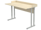 Стол для кабинета физики с бортом регулируемый 4-6 г/р СТФроб1.46-С.Д (дуб "Молочный", м/к серый, плоскоовальная труба)